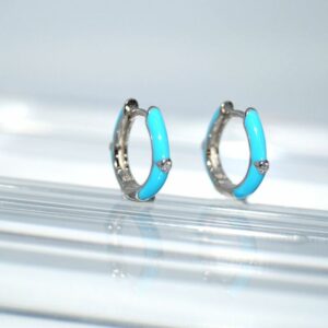 SL00518þBOUCLE MINI CREOLE FLUO ENAMEL BLEU