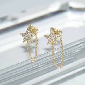 SX00893þBOUCLE CHAINETTE ETOILE DORE