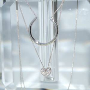 SX01015þCOLLIER SAUTOIR CŒUR DEMI CERCLE