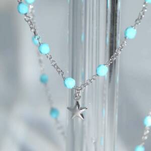 SX01052þCOLLIER ETOILE CHAINE TURQUOISE