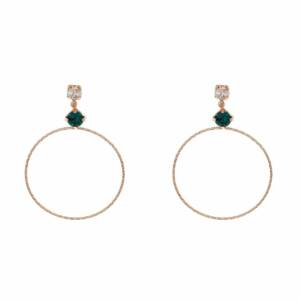 SX01089þBOUCLE CERCLE ROSE SWAROVSKI VERT