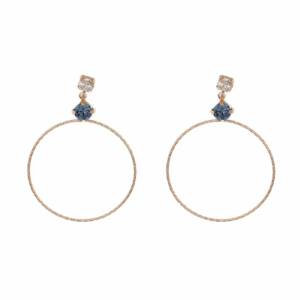 SX01090þBOUCLE CERCLE ROSE SWAROVSKI BLEU