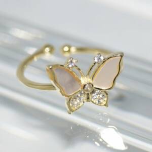 SL00900þBAGUE PAPILLON NACRE DORE