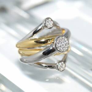 SL00857þBAGUE MULTISOLITAIRE PAVE BICOLORE