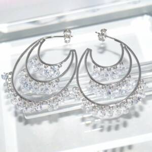 RI01173þBOUCLE CREOLE OVALE CHARMS BRILLANT