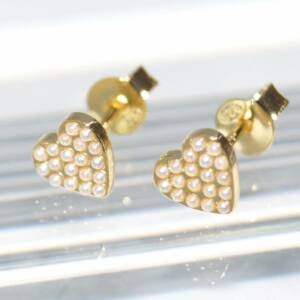 RI01233þBOUCLE PUCE COEUR DORE PERLE