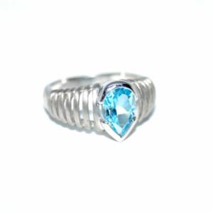 NO0011752þBague Solitaire Topazio Azzurro 56