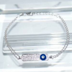RI01403þBracelet Gourmette Pavee Oeil Turc