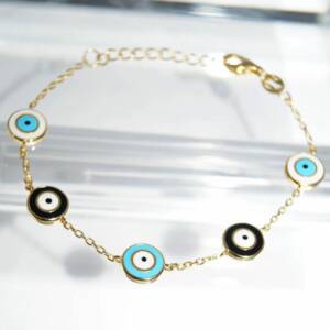 RI01413þBracelet Lucky Charms Oeil Turc Dore