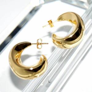 RI01608þBoucle Creoles Maxi Demi Lune Golden Tears