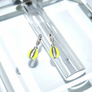 SL00523þBoucle Mini Creole Shell Enamel Jaune