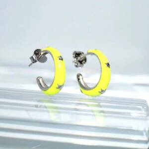 SL00534þBoucle Mini Creole Enamel Etoile Jaune