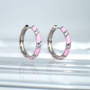 SL00540þBoucle Mini Creole Spiral Enamel Rose