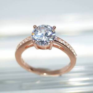 SL00609þBague Solitaire Pave Lateral Rose