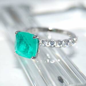 SL01203þBague Solitaire Princess Prestige Ice Green T60