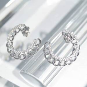 SL01254þBoucle Cercle Gourmette Pave