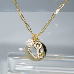 SL01530þCollier Charms Coeur Dore