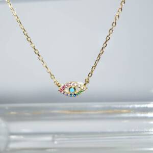SL01559þCollier Mini Oeil Rainbow Rose
