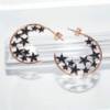 SN00135þBoucle Creoles Rosees Etoiles Noires