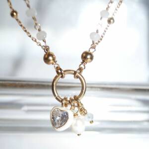 SX01019þCollier Charms Enamel Coeur Dore
