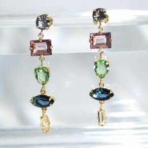 SX01131þBoucle Swarovski Muliticolore Multiforme Dore