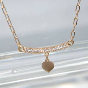 SX01191þCollier Ligne Pave Charms Coeur Dore