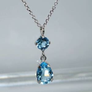 SX01196þCollier Goutte Swarovski Bleu