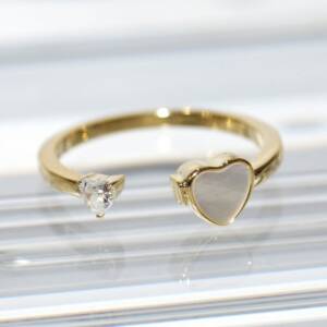 SX01201þBague Duo Coeur Nacre Dore