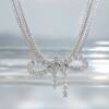 SX01308þCollier Double Noeud Rosette Pave