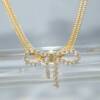 SX01309þCollier Double Noeud Rosette Pave Dore