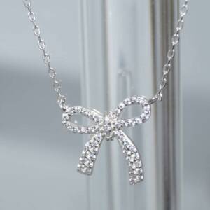 SX01314þCollier Noeud Rosette Pave