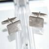 VE00541þBouton Manchette Carre Argent Brosse