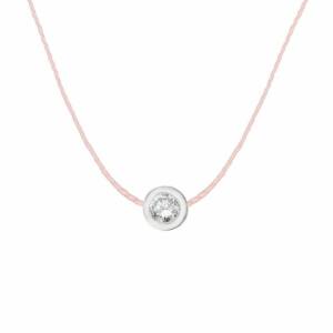 VS00007þCOLLIER ARGENT FIL ID DIAMANT ROND ROSE