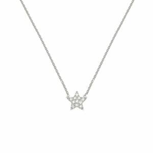 VS00034þCollier Argent Pave Diamants Chainette Petite Etoile