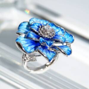RI01315þBague Broche Enamel Fiorette Bleu T52
