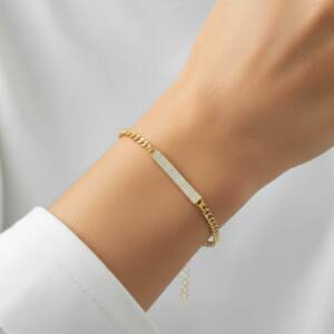 Bracelet Doré Gourmette Pavée