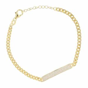 Bracelet Doré Gourmette Pavée