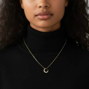 Collier Doré Lune Pavée