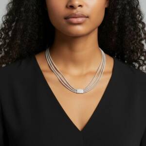 COLLIER MULTIRANG PAVE ARGENT bijou reunion