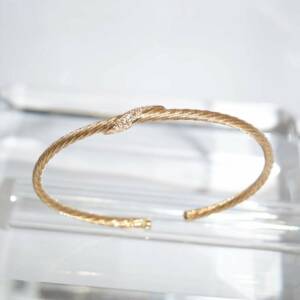 SX01374þBracelet Dorée Rigide Torsade Solaire