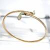 SX01380þBracelet Dorée Rigide Serpent Vert