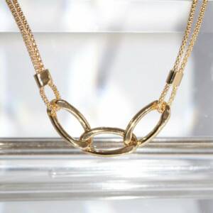 SX01412þCollier Doré Royale Multi rangs gourmette
