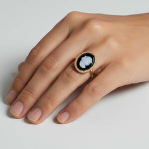 ESHOP SL01617 Bague Came´e Dore´e