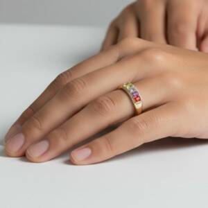 ESHOP SL01619 Bague Dore´e Rainbow