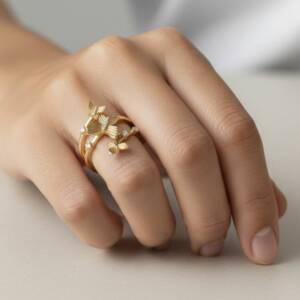 ESHOP SL01620 Bague Dore´e Papillons