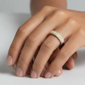 ESHOP SL01625 Bague Alliance Dore´e Minis Perles