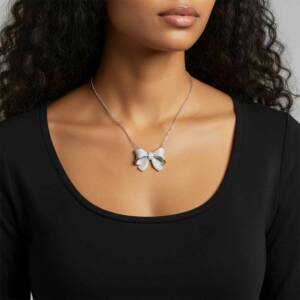 ESHOP SL01645 Collier Noeud Maxi Rosette Pave´e