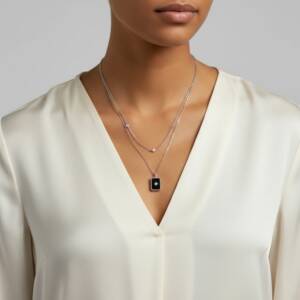ESHOP SL01654 Collier Rose des Vents Onyx