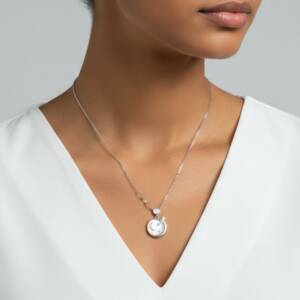 ESHOP SL01655 Collier Constellation La Lune et Les Etoiles Nacre
