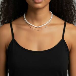 ESHOP SL01658 Collier Chaine Double Perle